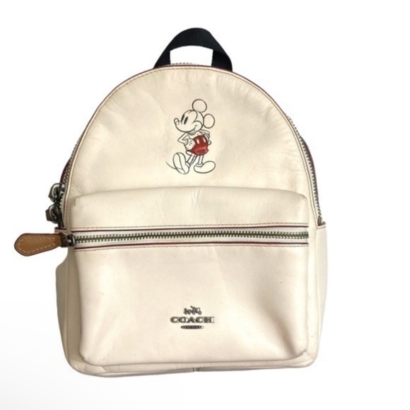COACH x Disney F59837 Mickey Mouse mini Charlie backpack white leather - Picture 1 of 14